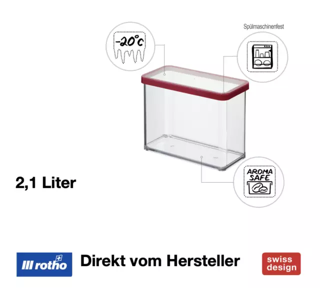 Rotho Vorrats Dose 2.1 l  LOFT Reis Müsli Behälter Frischhalte Box Kühlschrank