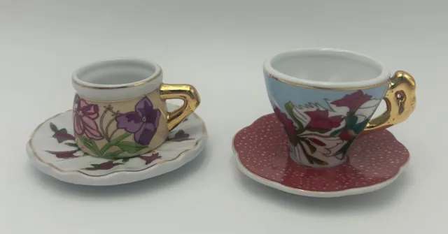 Maxwell & Williams 2 HERITAGE Vintage Miniature Collectible Cup Saucer  FLOWERS