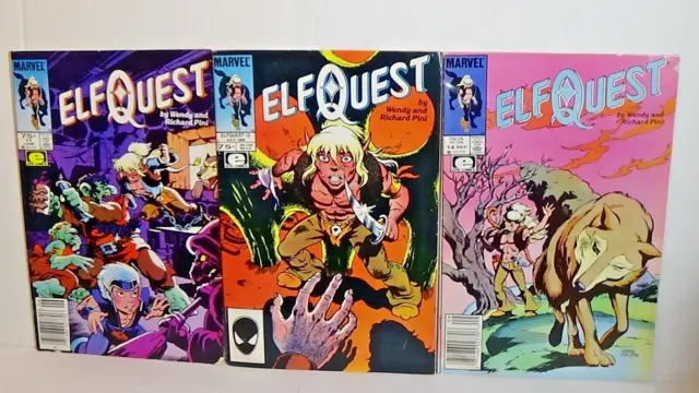 ELF QUEST Comic Book Lot #11 #12 #14 Marvel Comics 1986 Set of 3 Vintage RPG