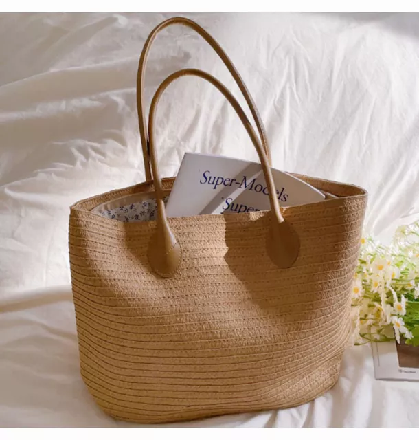 Straw Woven Fashion Tote Bag Summer Beach Handbag Designer Shoulder Purse