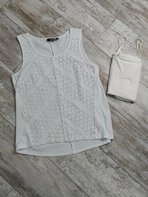 Women's ANA White Crocheted Tank Top & Cami Size M