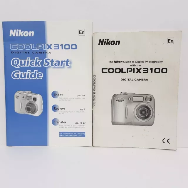 Original Nikon Coolpix 3100 Camera Instruction Manual & Quick Start Guide Books