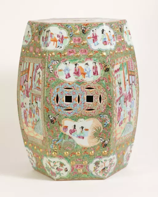 An Excellent Chinese Qing Dynasty Famille Rose Hexagonal Porcelain Garden Seat