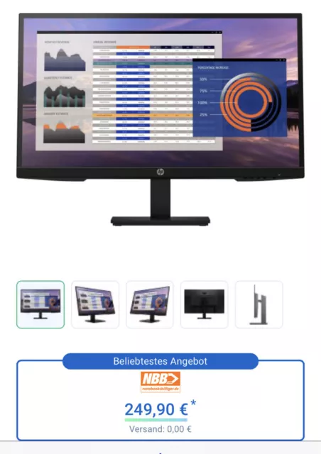 ### NEU ### HP P27h G4 27 Zoll Full HD IPS LED Monitor - Schwarz (7VH95AA#ABB)