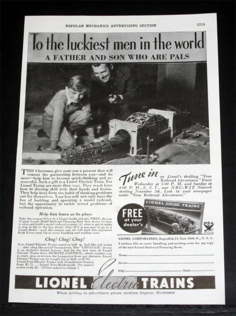 1933 Old Magazine Print Ad, Lionel Electric Trains, A Father & Son Who Are Pals!
