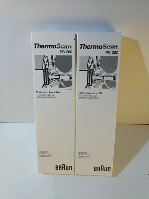 2Pack Braun Thermostat PC 200 Probe Covers  for ThermoScan Pro Series 400 Covers