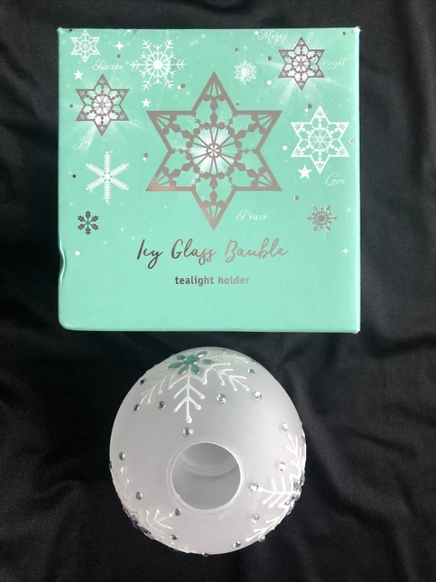 dusk Tealight Holder - Icy Glass Bauble - Christmas