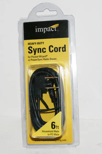 Cordón de sincronización de impacto macho a macho PC 6 pies cable recto nuevo paquete sellado
