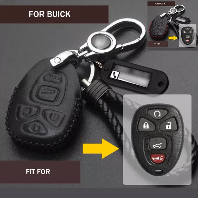 For Buick Cadillac Chevy GMC Genuine Leather Car Key Fob Case Cover Holder Shell