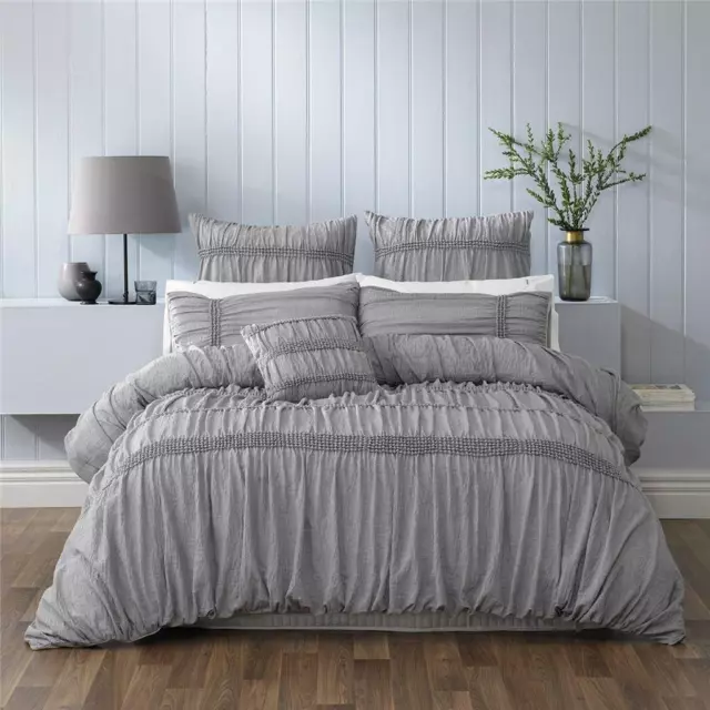 new bianca quilt cover set Giana grey Elegant boudoir style unique Queen Ruched