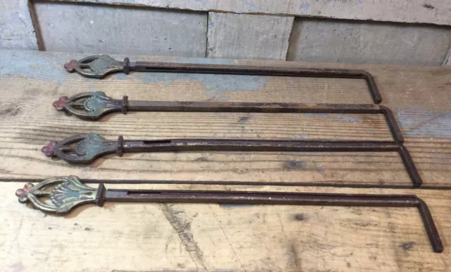 Lot of 4 vintage/antique cast iron swing arm curtain rods, No Brackets