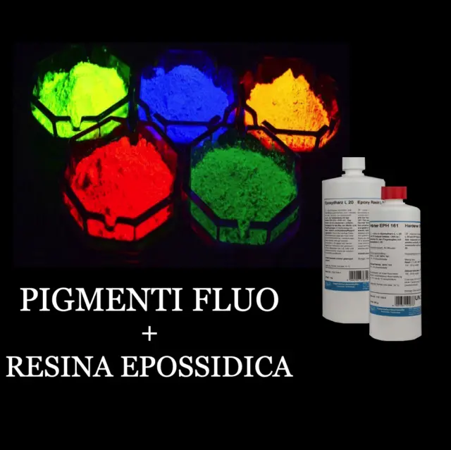 Polvo Fotoluminiscente Fluo 50g + Resina Epoxi Transparente De 320gr