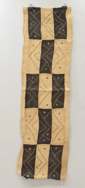 African Kuba Cloth Natural Woven Raffia Table Runner Congo