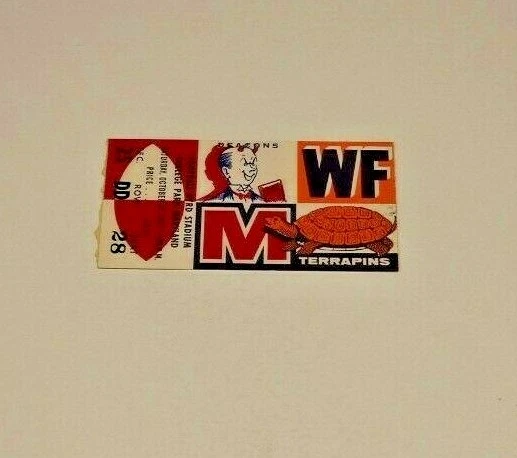 1959 Maryland Terps Vs Wake Forest Ncaa Football Ticket Stub Rare Good Condition