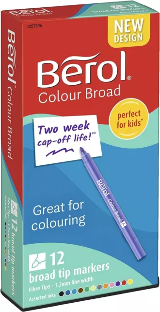 Berol Felt Tip Pens Broad Colouring Drawing School Adult Art Craft Assorted