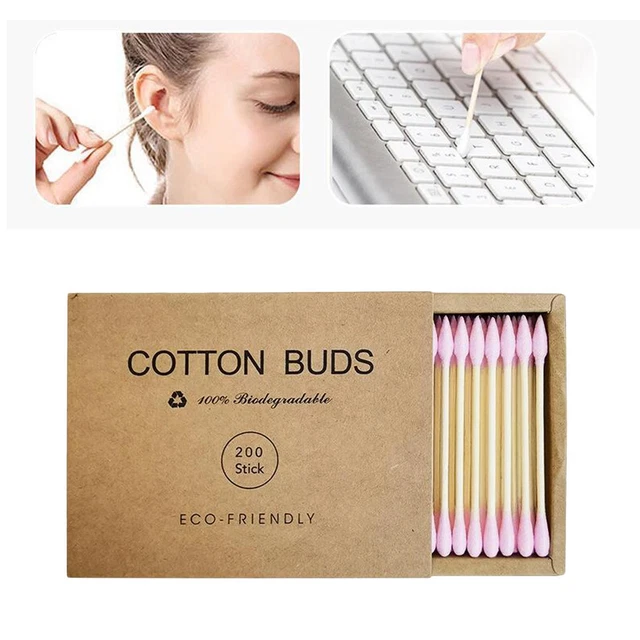 200pcs Coton-tiges Coton-tiges Double Pointe Oreilles De Nez Bâtons De