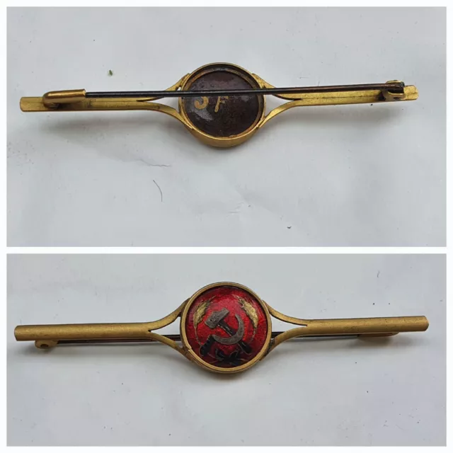 Rare Insigne /Broche/Barrette Du Parti Communiste S.f Métal Doré Et Emaux.