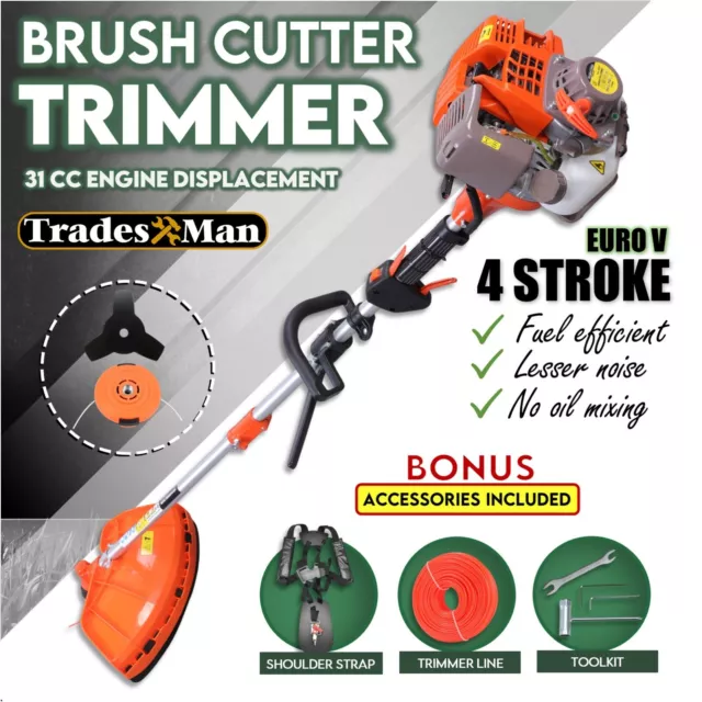 4 STROKE Brush Cutter Pole Whipper Snipper Lawn Trimmer Edger Brushcutter FS