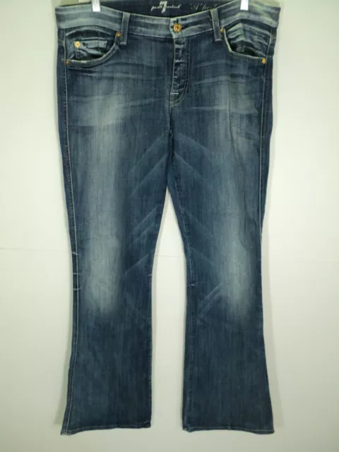 7 For All Mankind Women A pocket Flared Stretch Blue Jeans sz 32 x 31 1/2