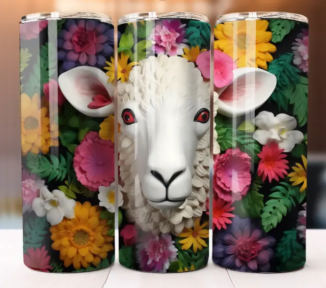 3D Sheep Tumbler 20oz Tumbler 20 oz Skinny Cup Mug Lid Straw