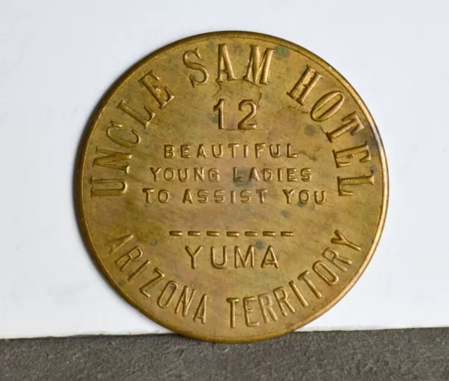 Uncle Sam Hotel Casino Bronze $3 All Night Check 1 1/2" Coin Token Yuma Arizona