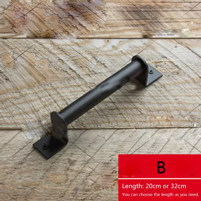 Door Handle Home Barn Warehouse Gate Pull Hardware Vintage Iron Black 20cm/32cm
