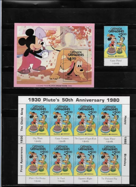 Walt Disney Grenada Grenadines 1981, Mini-Hoja, Hoja Bloque Y Serie.     Mnh.