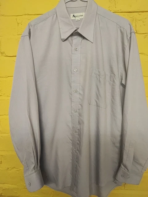 Camicia Vintage Aquascutum Formale Lilla Ricamata Tasca Grande