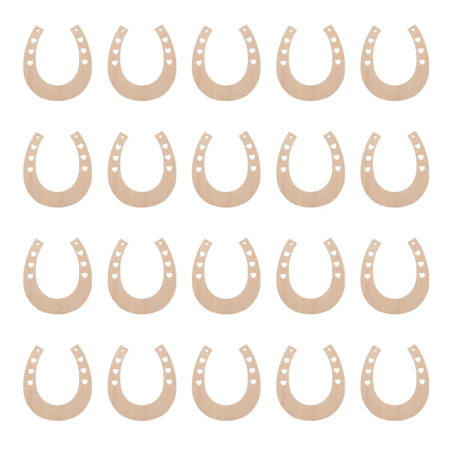24 piezas virutas de madera de herradura vacías gancho de pared tabla decorativa