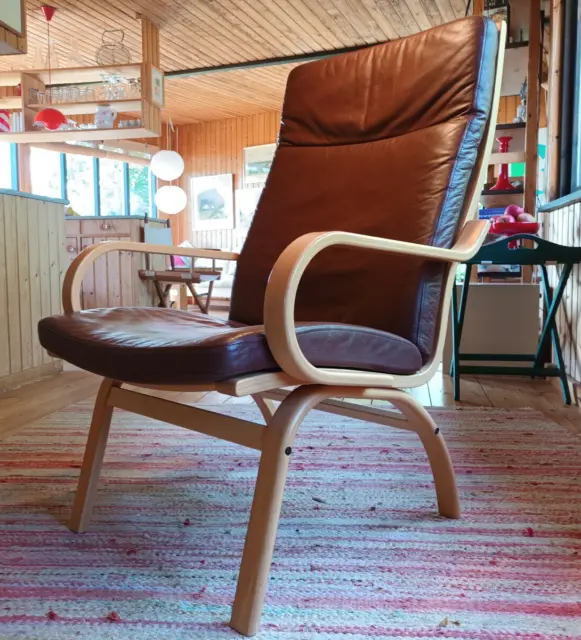 Chair Vintage 60er Leather Vejle Relaxing Easy Bent Olsen 70er Danish 4b