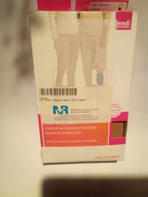 New Mediven Plus 30-40mmHg OPEN TOE Thigh Hi. Comp. Stkg with Silicone Top Band
