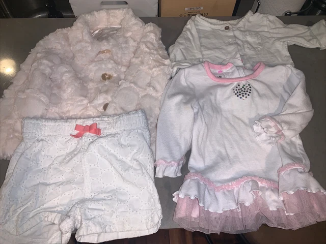 Lot Of 4 Baby Girl Clothes 18 Months Beautiful Soft Coat Shorts Top