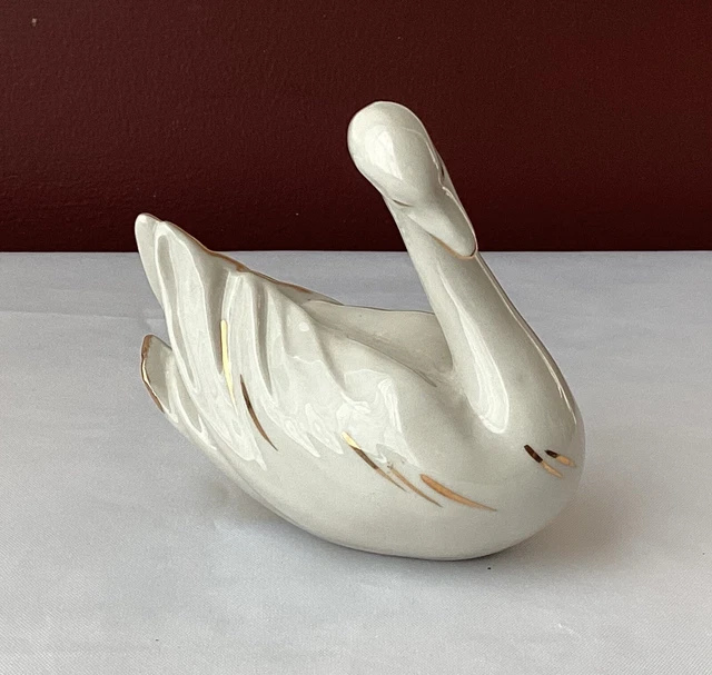 Figurine Cygne Vintage - Finition Craquelée - Déco Shelf Sitters - Sans Marque