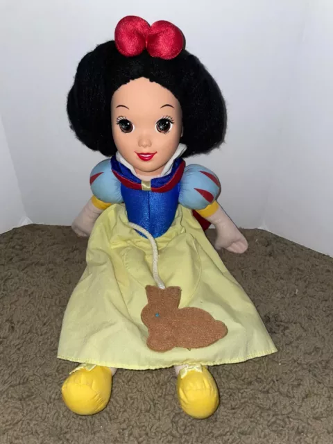 Vintage 1993 Disney Princess Snow White Stuffed Plush Doll Mattel Yellow Dress