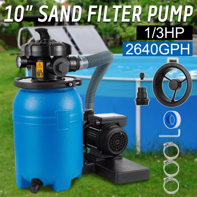 2640GPH 10" Sand Filter Above Ground 1/3HP Swimming Pool Pump intex compatible