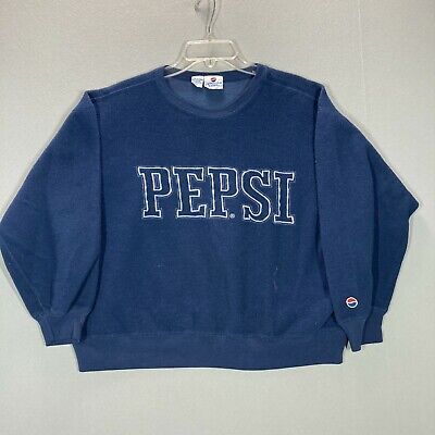 Vintage 90s Pepsi Cola Pop Soda Promo Fleece Crewneck Sweatshirt Adult L Reverse