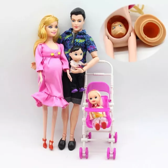 Doll Barbie Baby Born Pregnant Have A Baby In Her Tummy Stroller Happy Family