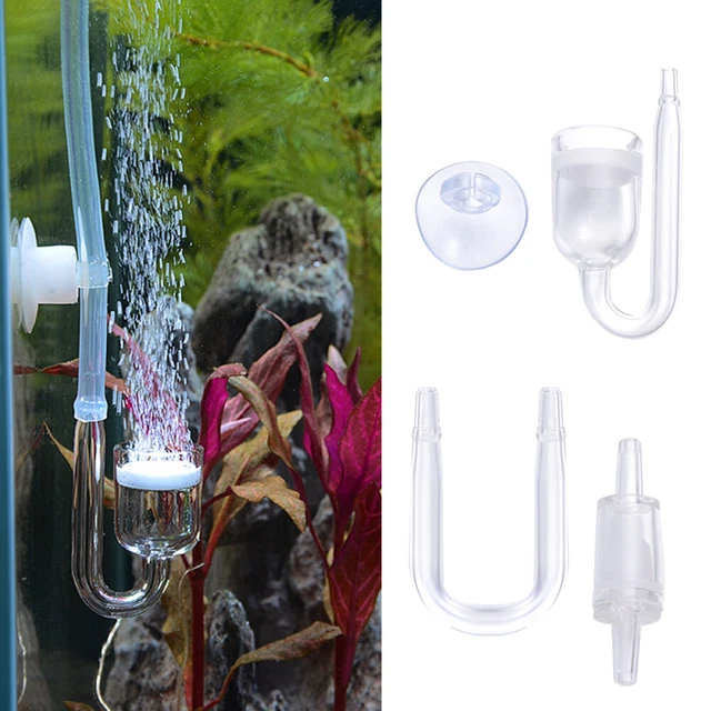 Pack von 4 Aquarium CO2 Diffusor Transparent Filter Zubehör Zylinder Diffusor