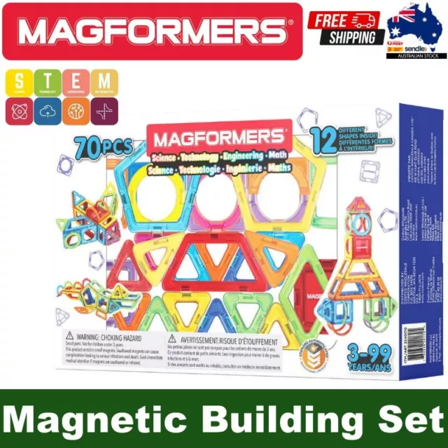 Magformers 70-Piece Magnetic Building Set 12 Geometric Shapes BPA Free STEM Toy