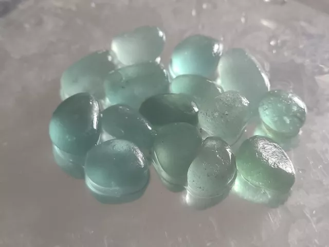 15x 1.25-2cm Shades of Turquoise Sea Glass Jewellery pieces North East Seaham
