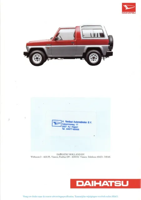 1990 Daihatsu Rocky Prospectus NL Brochure Prochure Catalogus Brozura Catalog 2