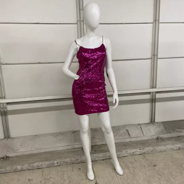 LULUS Bring It Sequin Bodycon Mini Dress Women's Size L Magenta