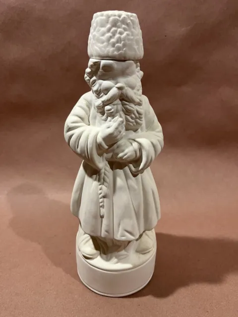 Vintage Ceramic Bisque Santa Claus Unpainted Ready To Paint Removable Hat