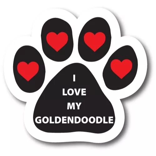 I Love My Goldendoodle Pawprint Car Magnet 5" Paw Print Auto Truck Decal Magnet