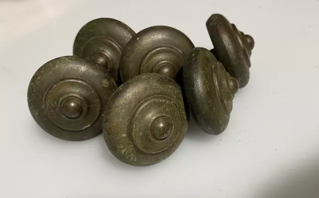 6X Set Of Vintage Brass Cabinet Drawer Pull Knobs CANADA CK 1909