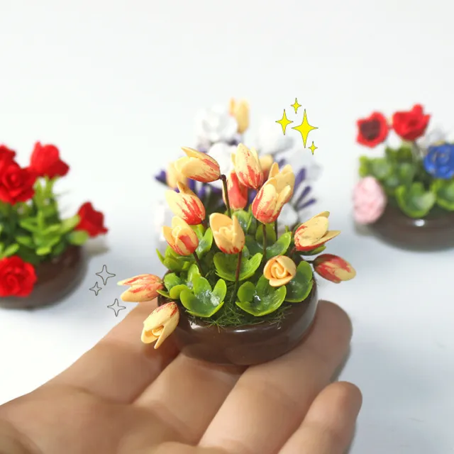 Maßstab 1:12 Puppenhaus Miniatur Blumen Vase Bonsai Topf Pflanzen Dekor Zubehör