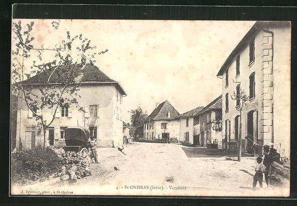 CPA St-Ondras, Vercours, vue de la rue im Ort 1906