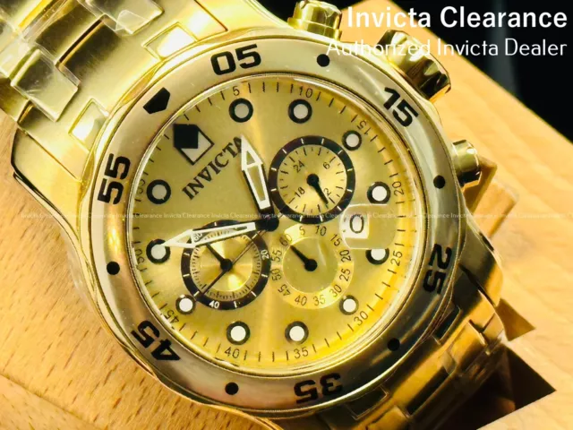 Invicta Mens Pro Diver SCUBA Gold Dial Quartz Gold Stainless Steel Watch 0074