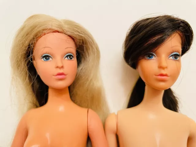 Two 1970s Tuesday Taylor Dolls Ideal Toys Blonde Brunette Hair Parts For Repairs