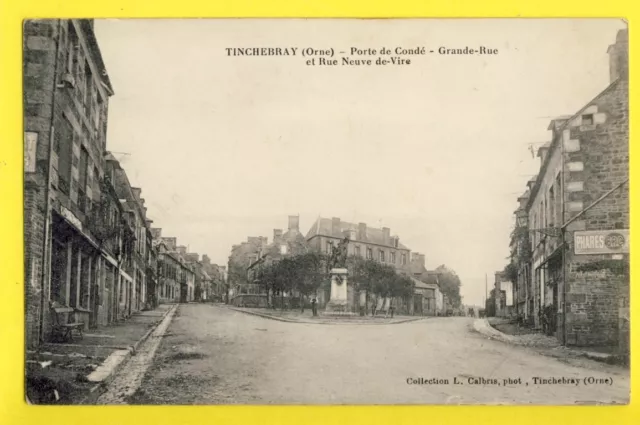 cpa Ecrite en 1915 FRANCE 61 - TINCHEBRAY (Orne) Grande Rue et Rue Neuve de Vire